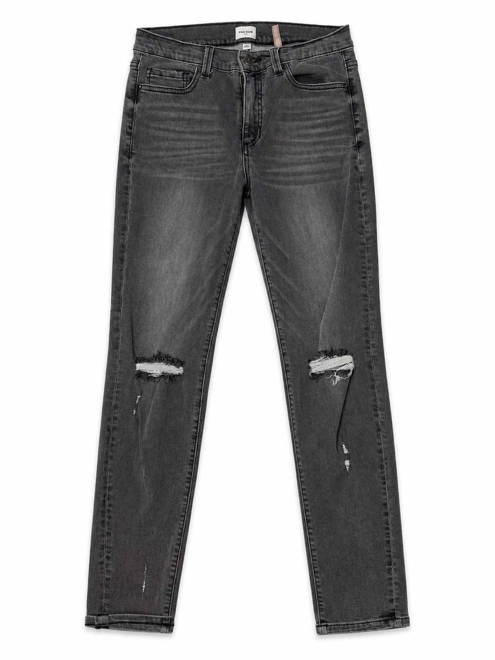 Sneak Peek Women's Straight Leg Jeans - Washed Charcoal with Knee Rips